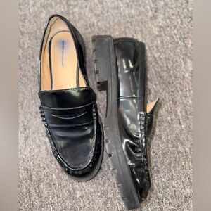 LOFT (9) Black Lug Penny Loafers Shoes